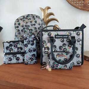 Ghibli Spirited Away Gray and Black Bag Set anime purse satchel
